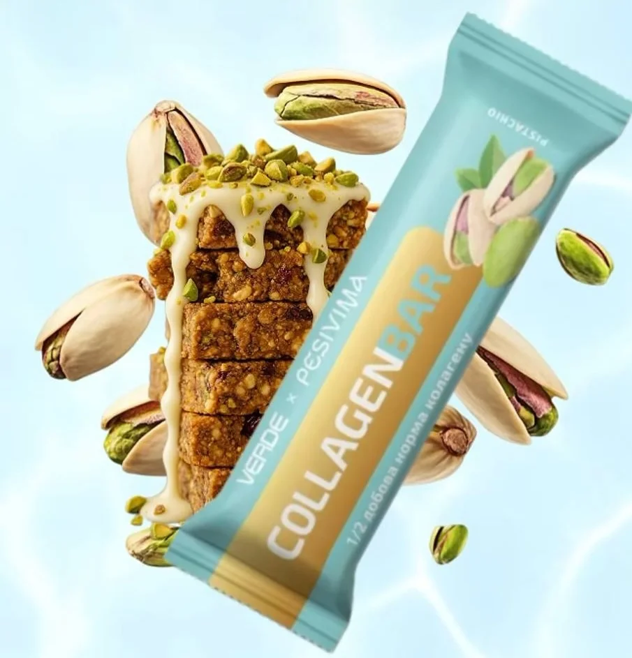 БОКС батончиків з пептидами колагену фісташка