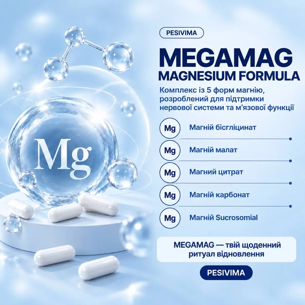 MEGAMAG — 5 форм магнію, вітамін B6 та L-теанін